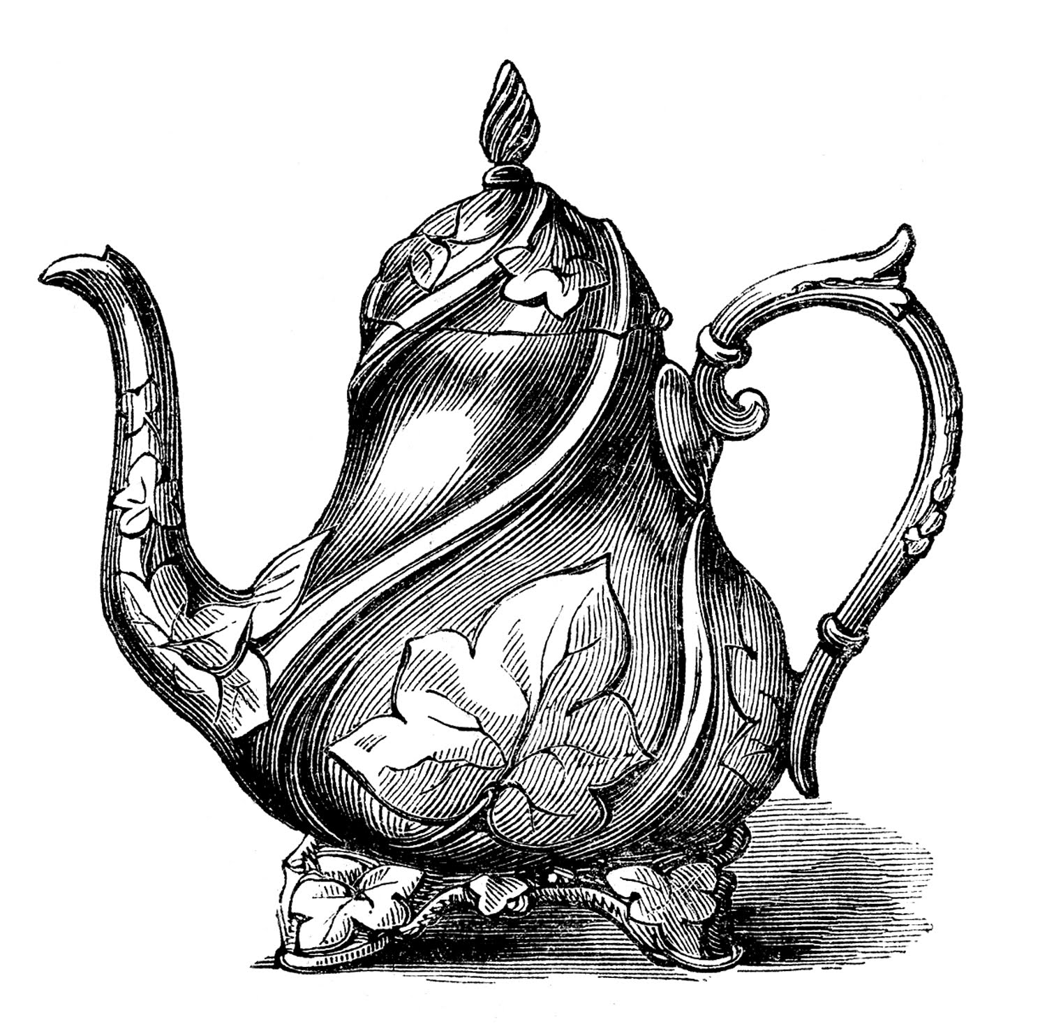 Vintage Clip Art   Garden Style Teapot   The Graphics Fairy