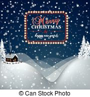Winter Landscape With A House Vector Background