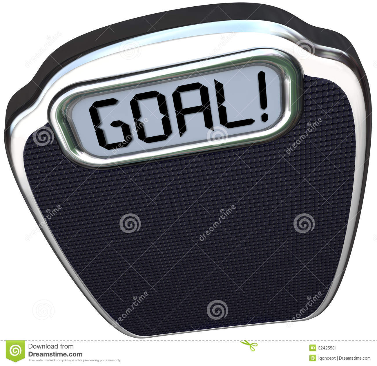 Word Goal On A Scale To Illustrate You Have Reached Your Target Weight
