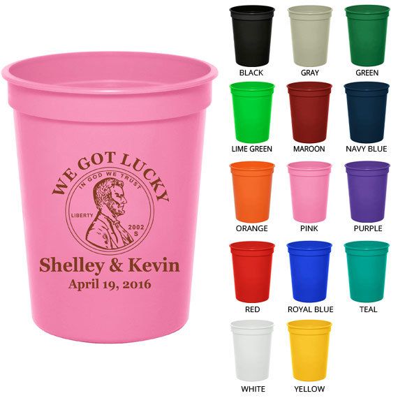 16 Oz Wedding Cups  Clipart 1161  Lucky Penny   Personalized Stadium    