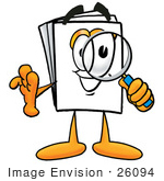 26094 Clip Art Graphic Of A White Copy And Print Paper Cartoon    