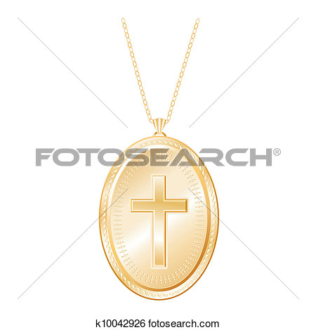 Art   Christian Cross Gold Locket Chain  Fotosearch   Search Clipart    