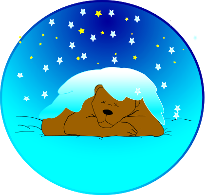 Bear Cub Laying In Bed And Sleeping With His Head On A Pillow Clipart
