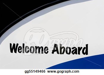 Blue And White Saying Welcome Aboard  Clipart Illustrations Gg55149466
