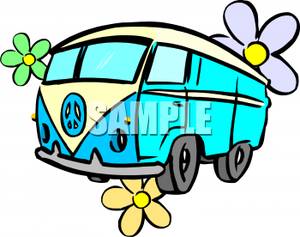 Classic Volkswagen Hippie Van   Royalty Free Clipart Picture