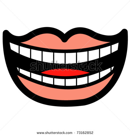 Happy Smiling Mouth Showing Teeth In Cartoon Style    Stock Vector