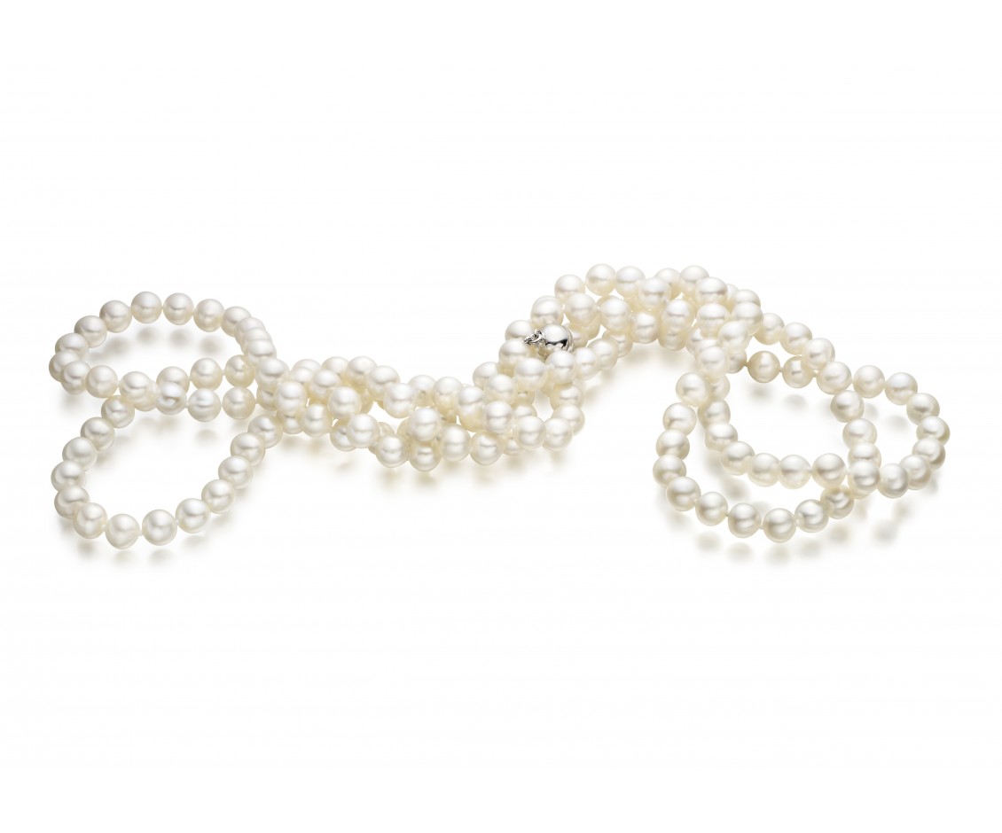 Long White Freshwater Pearl Rope Necklace   Winterson