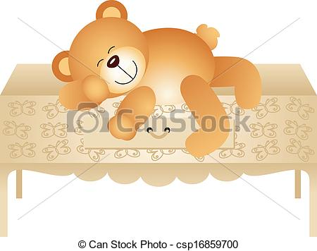 Scalable Vectorial Image Representing A Teddy Bear Lying Down Chest Of    