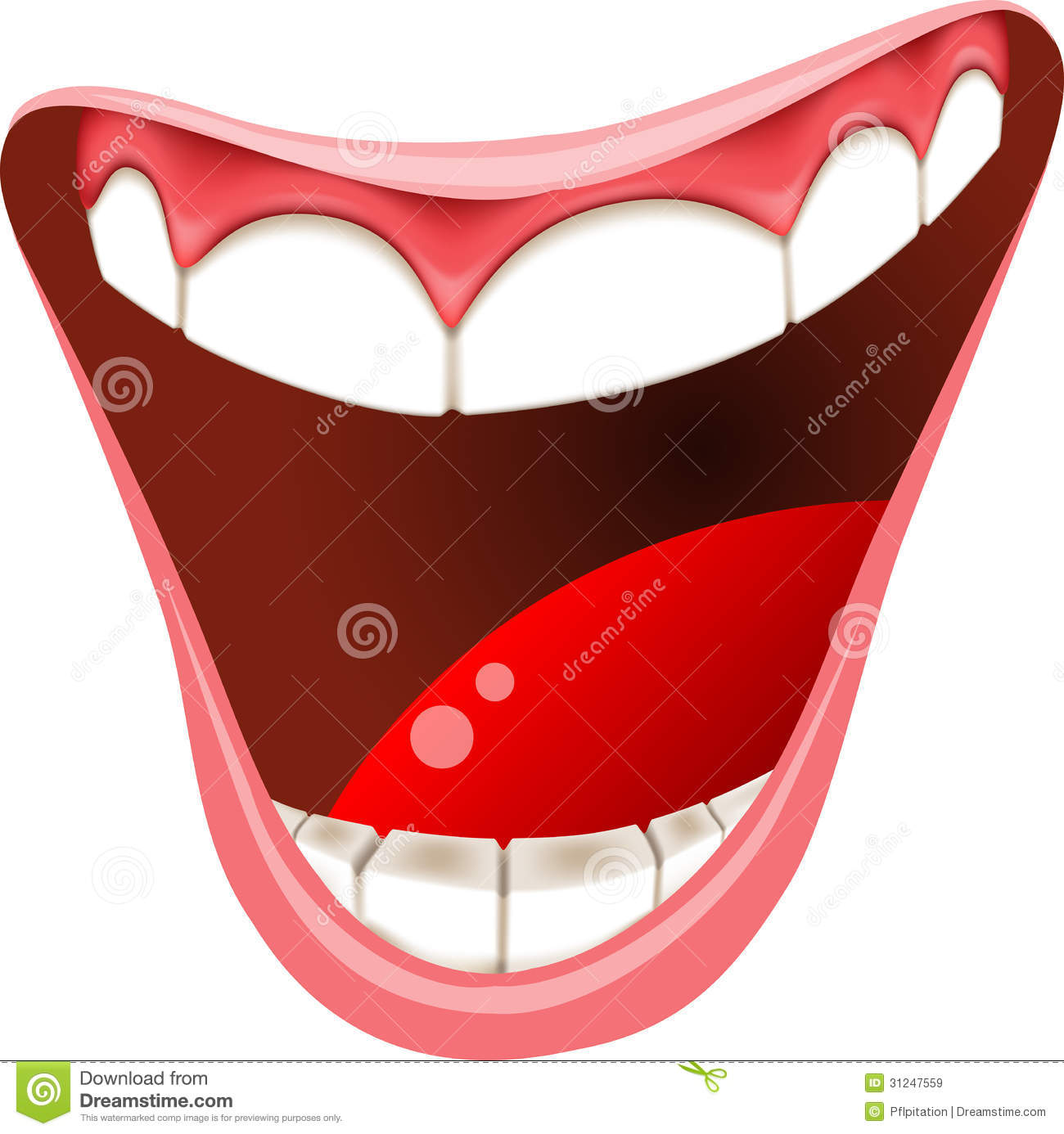 Smiling Mouth Healthy Teeth Illustration Of Mouth With White Healthy