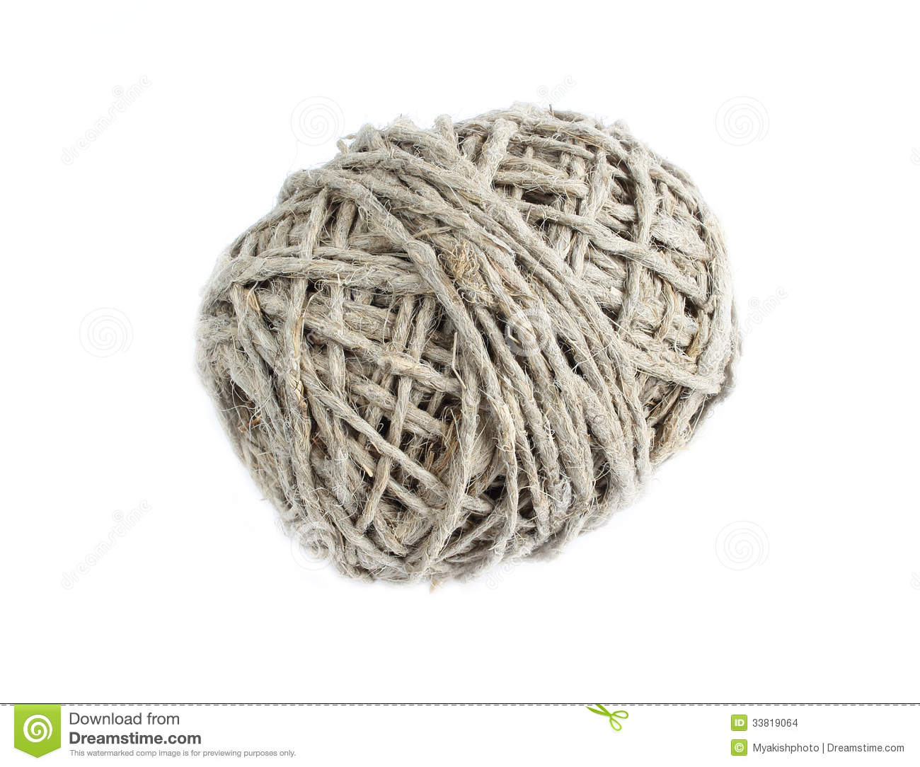String Rope Clew Of Twine Isolated On White 