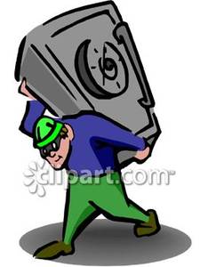 Thief Carrying A Safe   Royalty Free Clipart Picture