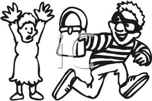 Thief Snatching A Womans Purse   Royalty Free Clipart Picture