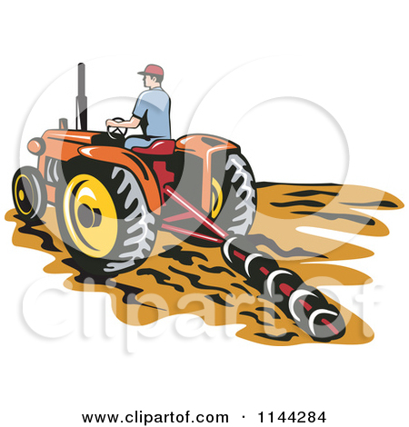 Tractor In Field Clipart Clipart Of A Retro Farmer