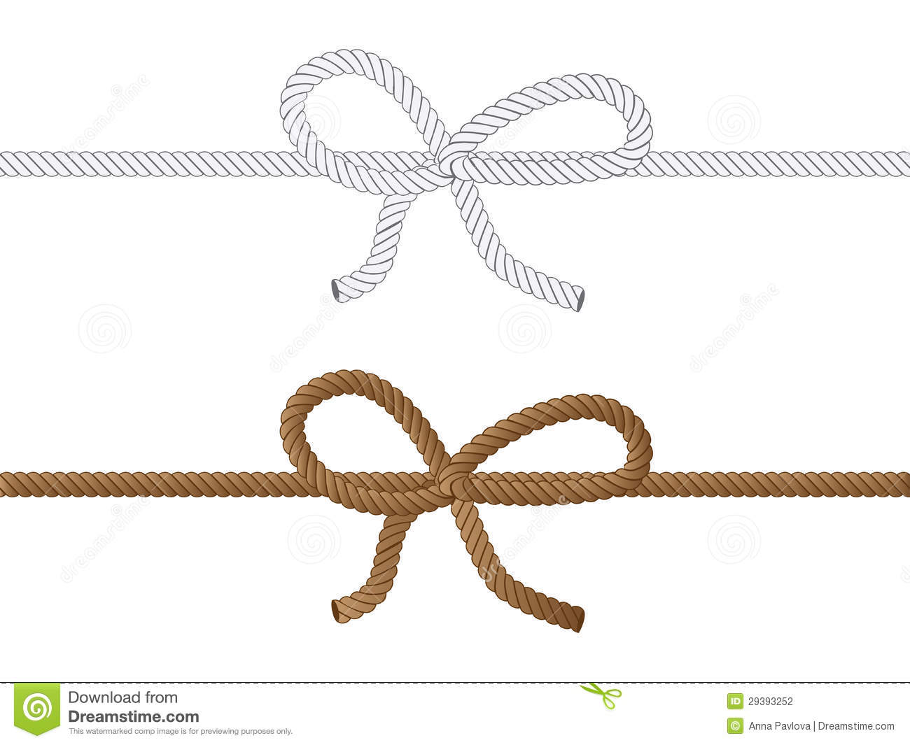 Yellow And Grey Rope Bow On White Background