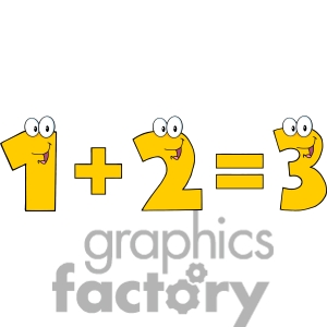5044 Clipart Illustration Of Number 1 Plus Number 2 Equals Number 3