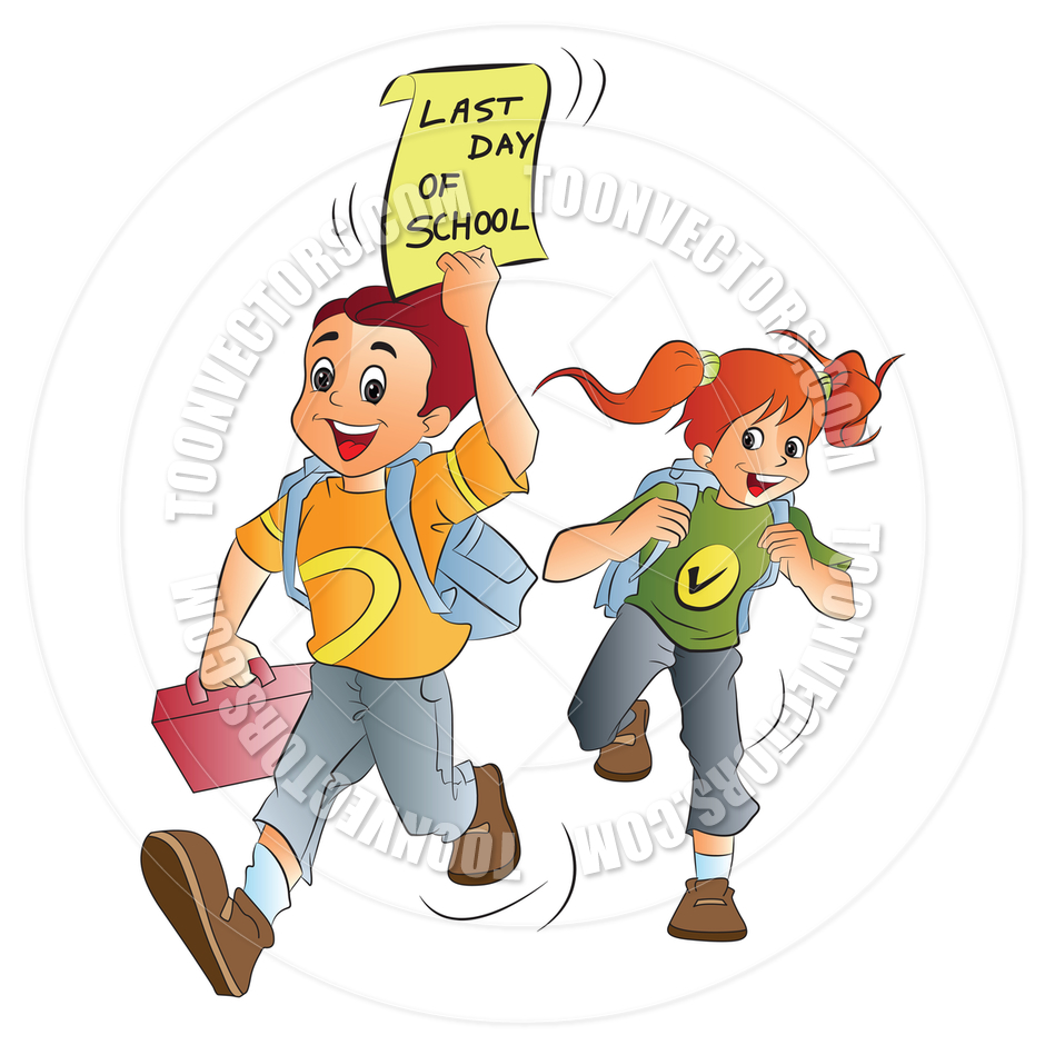 Cartoon Kids On Last Day Of School By Morphart   Toon Vectors Eps