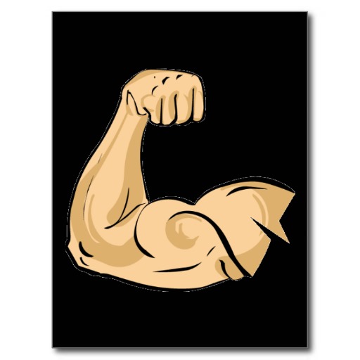Cartoon Muscles Man Strong Arm Biceps Athletic Pow Postcard