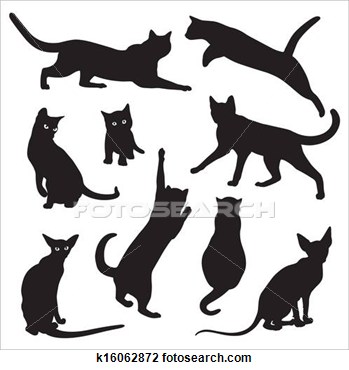 Clip Art   Vector Silhouettes Of Cats  Fotosearch   Search Clipart