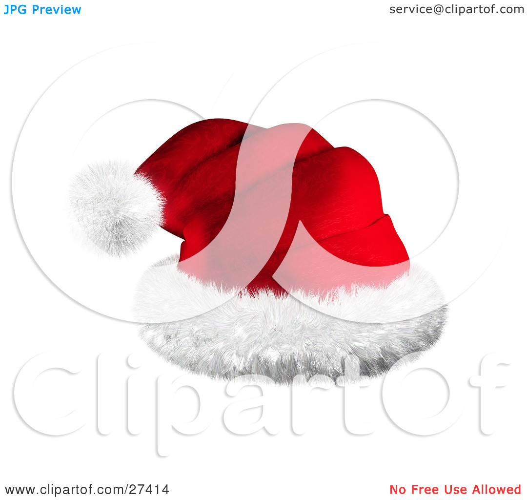 Clipart Illustration Of A Realistic Looking Red Santa Hat With Puffy