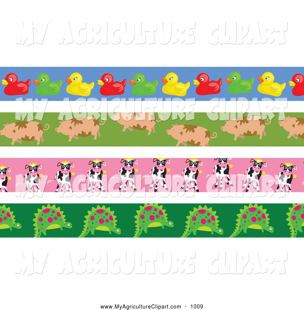 Clipart Of A Digital Set Of Rubber Ducky Pig Cow And Dinosaur