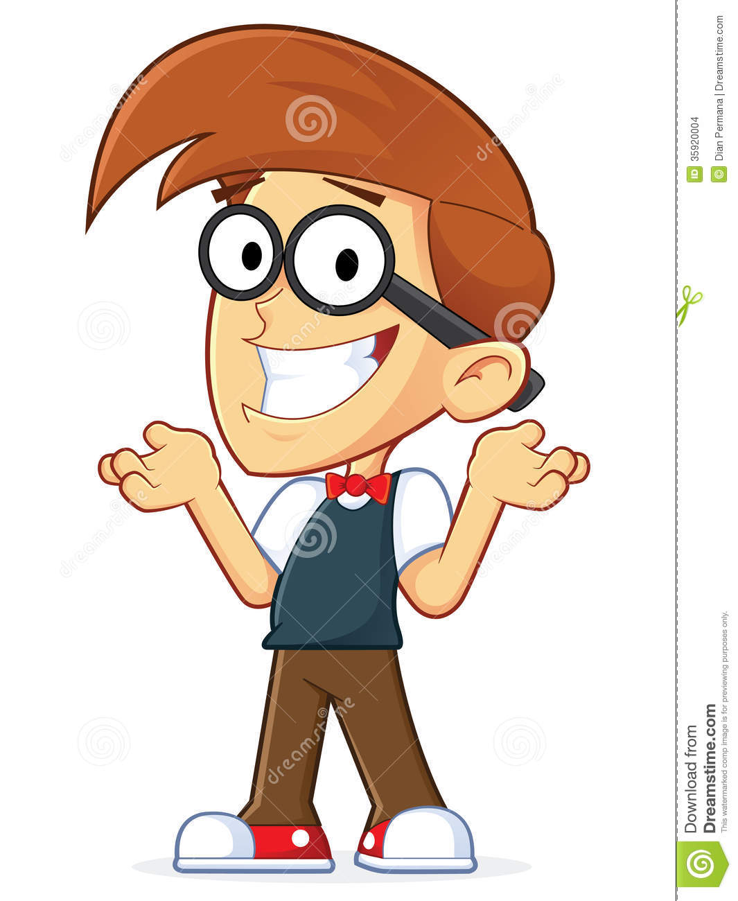 Clipart Picture Of A Confused Nerd Geek Cartoon Character