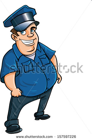 Fat Jolly Cartoon Policeman   Stock Vector