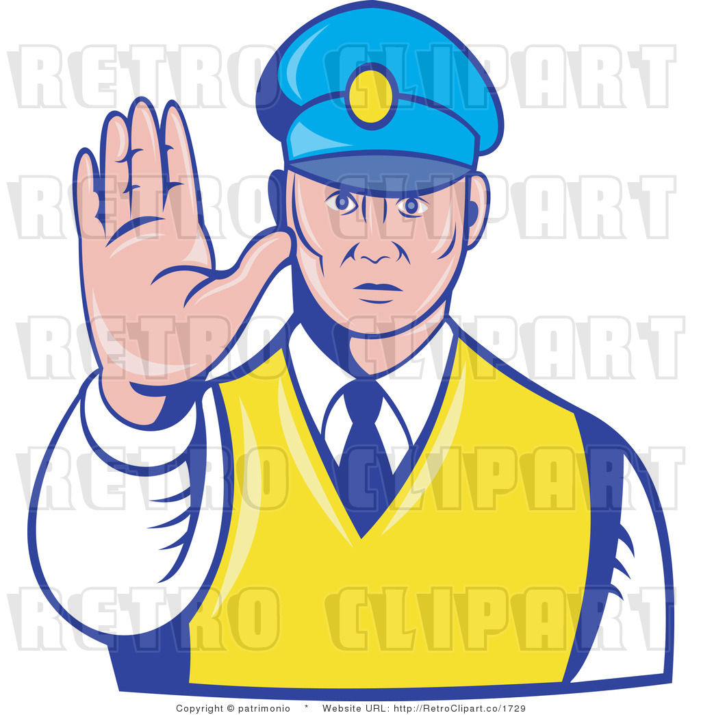 Halt Clipart Royalty Free Retro Officer Holding His Hand Out To Stop    