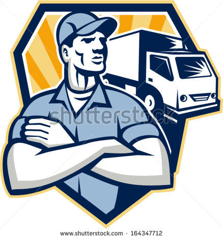 Illustration Of A Removal Man Delivery Guy With Moving Truck Van In