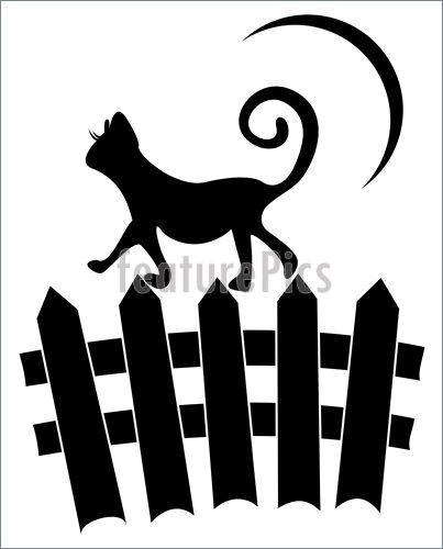 Illustration Of Cat On Fence    Vector Illustration To Download At