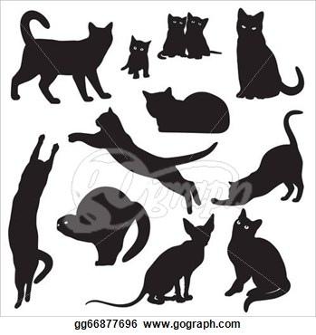 Illustrations   Vector Silhouettes Of Cats  Stock Clipart Gg66877696