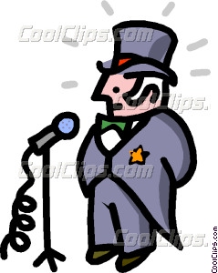 Mayor At Microphone   Cartoon Vector Clip Art