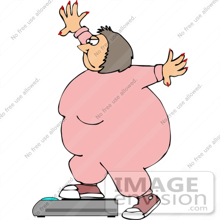Obese Woman Weighing Herself Clipart    14911 By Djart   Royalty Free