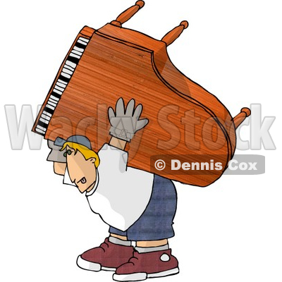Of A Strong Man Moving A Heavy Grand Piano Clipart   Djart  4972
