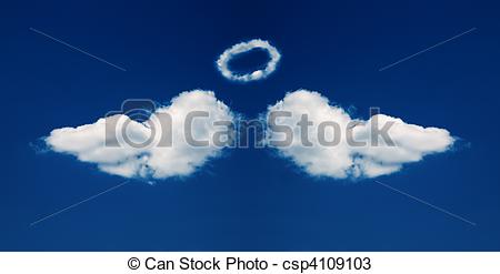 Stock Illustration   Angel Wings And Nimbus Formed From Clouds   Stock