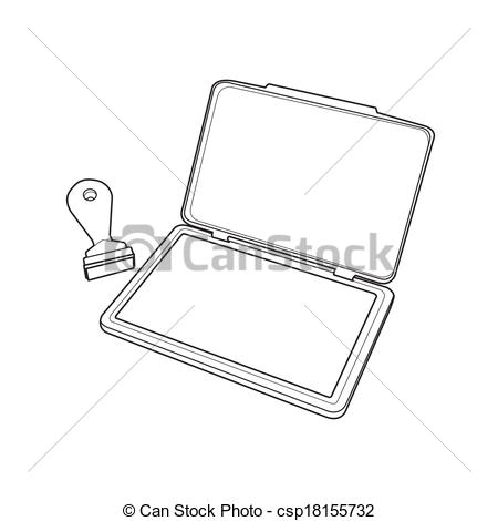 Vectors Of Ink Pad With Rubber Stamp Outline   Image Of Ink Pad With