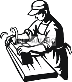 Black And White Outline Of A Man Using A Wood Planer