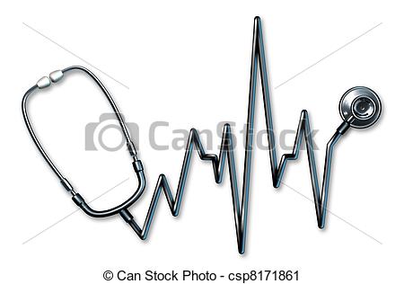 Clipart Of Stethoscope Ekg Healthcare Symbol In The Form Of A Ecg Life    