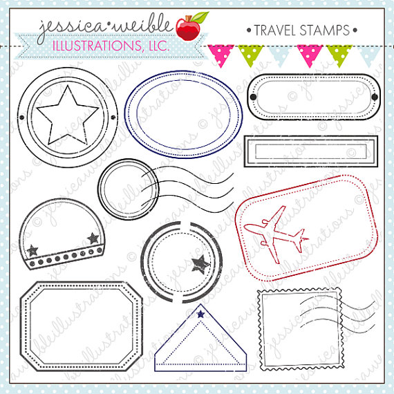 Digital Stamp Clipart Passport Stamp Graphic Overlay Travel Clip Art