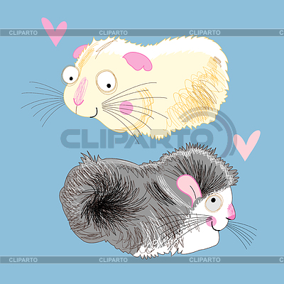 Graphic Funny Enamored Hamsters On A Blue Background     Tanor