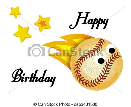 Illustration Of Baseball Happy Birthday Card   Beautiful Baseball