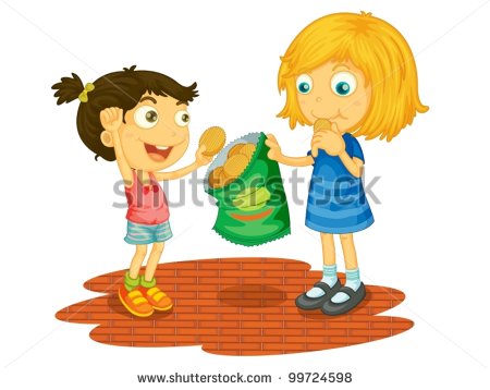 Illustration Of Children Sharing Chips   99724598   Shutterstock