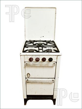 Image Of Old Vintage Gas Stove Over White Background