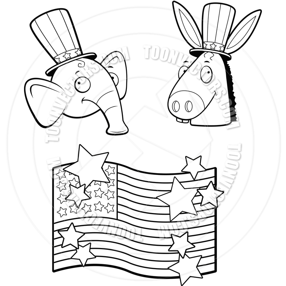 Political Parties  Black And White Line Art  By Cory Thoman   Toon