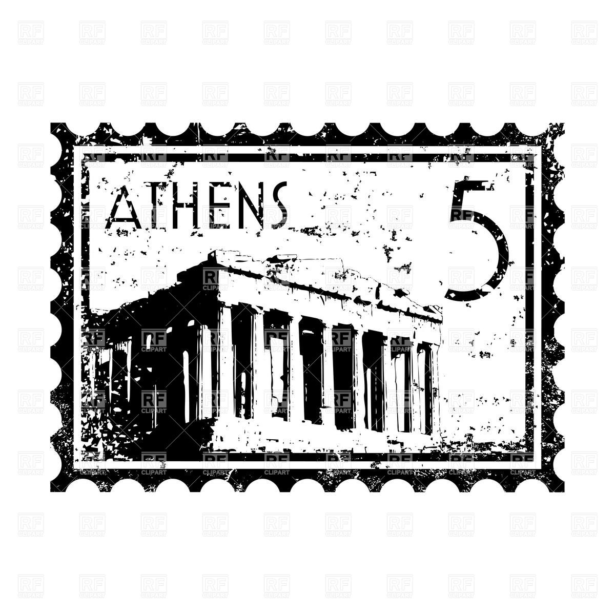 Postage Stamp With Athens Symbol   Acropolis Download Royalty Free