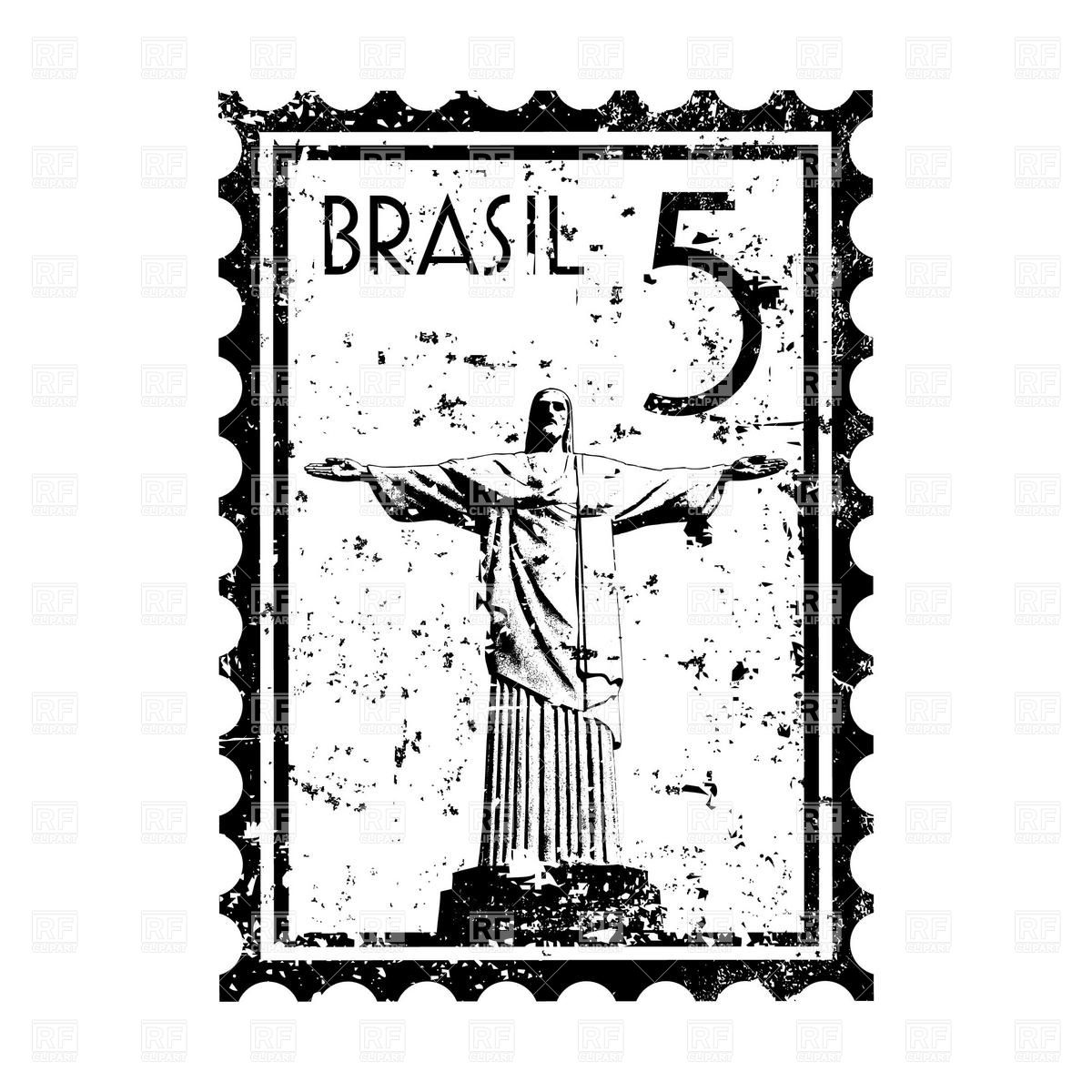 Postage Stamp With Statue Of Christ The Redeemer In Rio De Janeiro