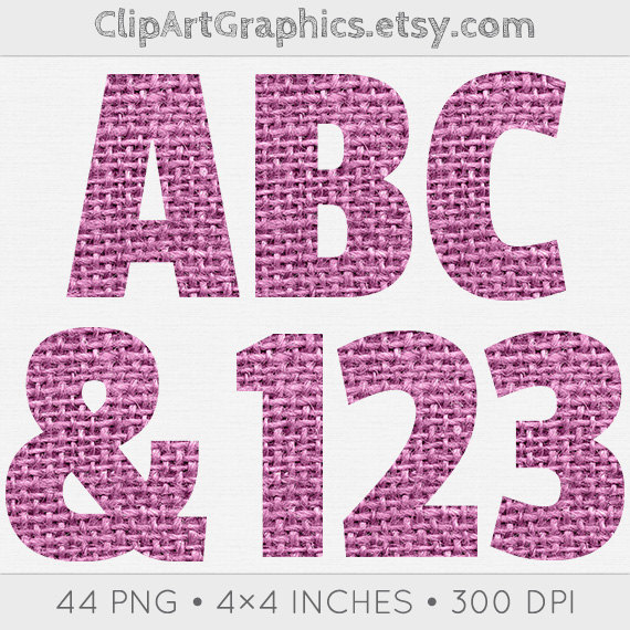 Purple Burlap Alphabet Clip Art Purple Digital Alphabet Clipart