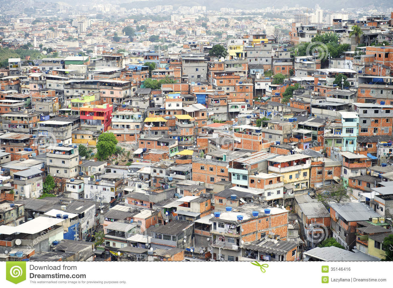 Royalty Free Stock Image  Brazilian Hillside Favela Shantytown Rio De