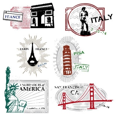 Series Of Landmark Travel Stamps Clip Arts Clip Art   Clipartlogo Com