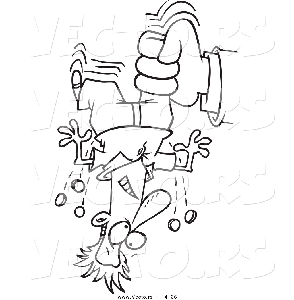     Shaking Change From A Man S Pockets For Taxes   Coloring Page Outline