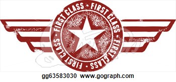 Style First Class Airplane Travel Stamp  Clipart Drawing Gg63583030
